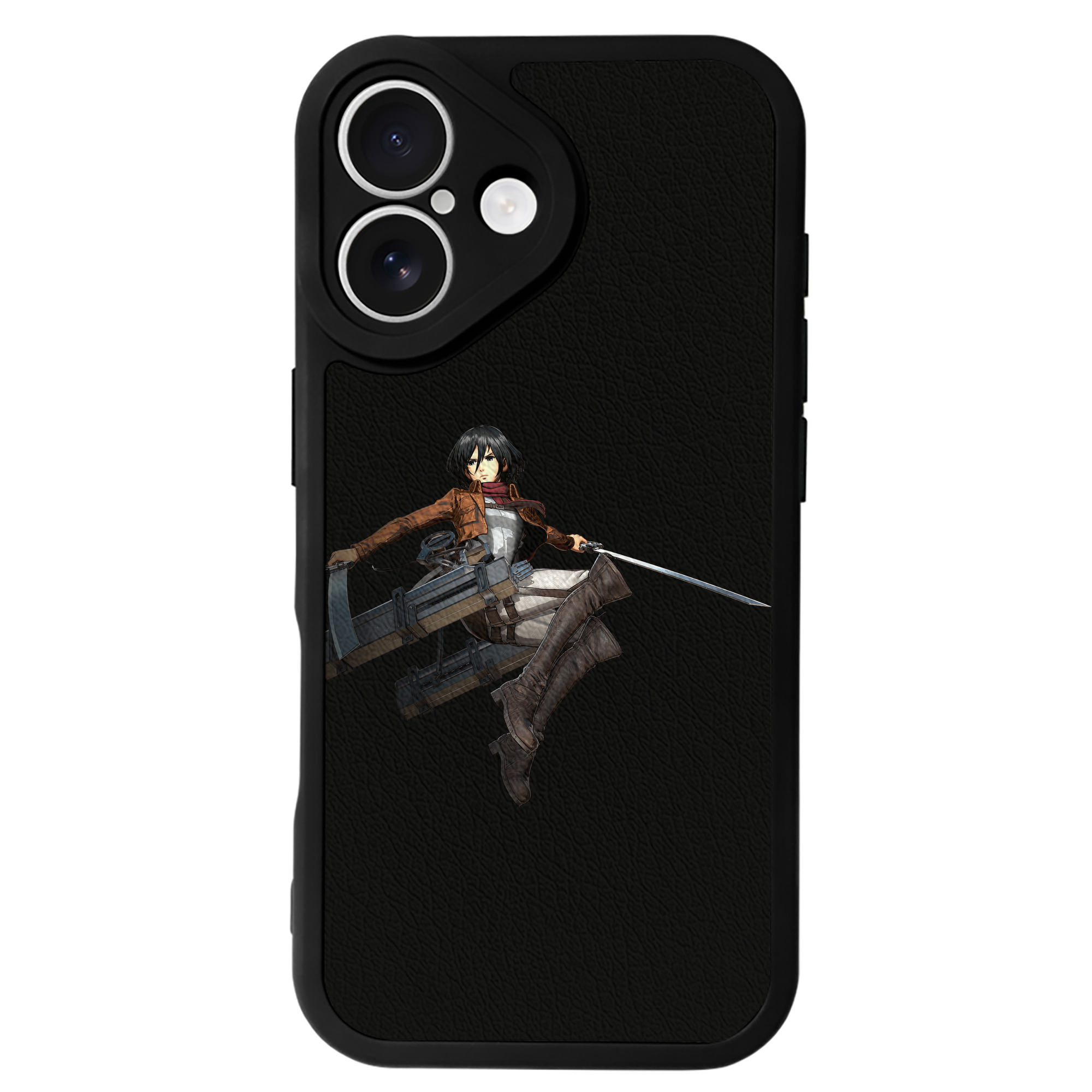 （画像用） 進撃の巨人 ミカサ·アッカーマン Attack on Titan Mikasa Ackerman 【iPhone 16シリーズ対応】シリコンスマホケース（レザー調） 材質：シリコン